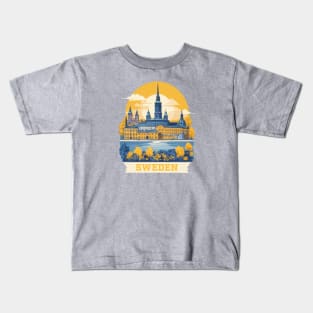 Vintage Travel Sweden Design Kids T-Shirt